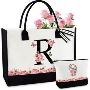 BOGO  BAG    Floral Tote Bag Set - Mono 'R" Chic, Gift-Ready & Stylish Carryall